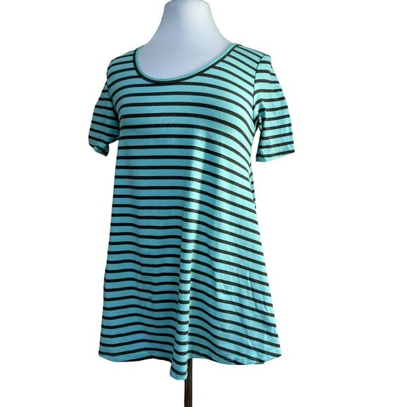 Lularoe Simply Comfortable Pullover Striped Short Sleeve Tunic Top Sz XXS - Picture 5 of 7
